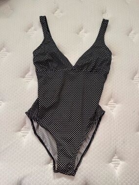 Islander Black and White Polka Dot One-Piece